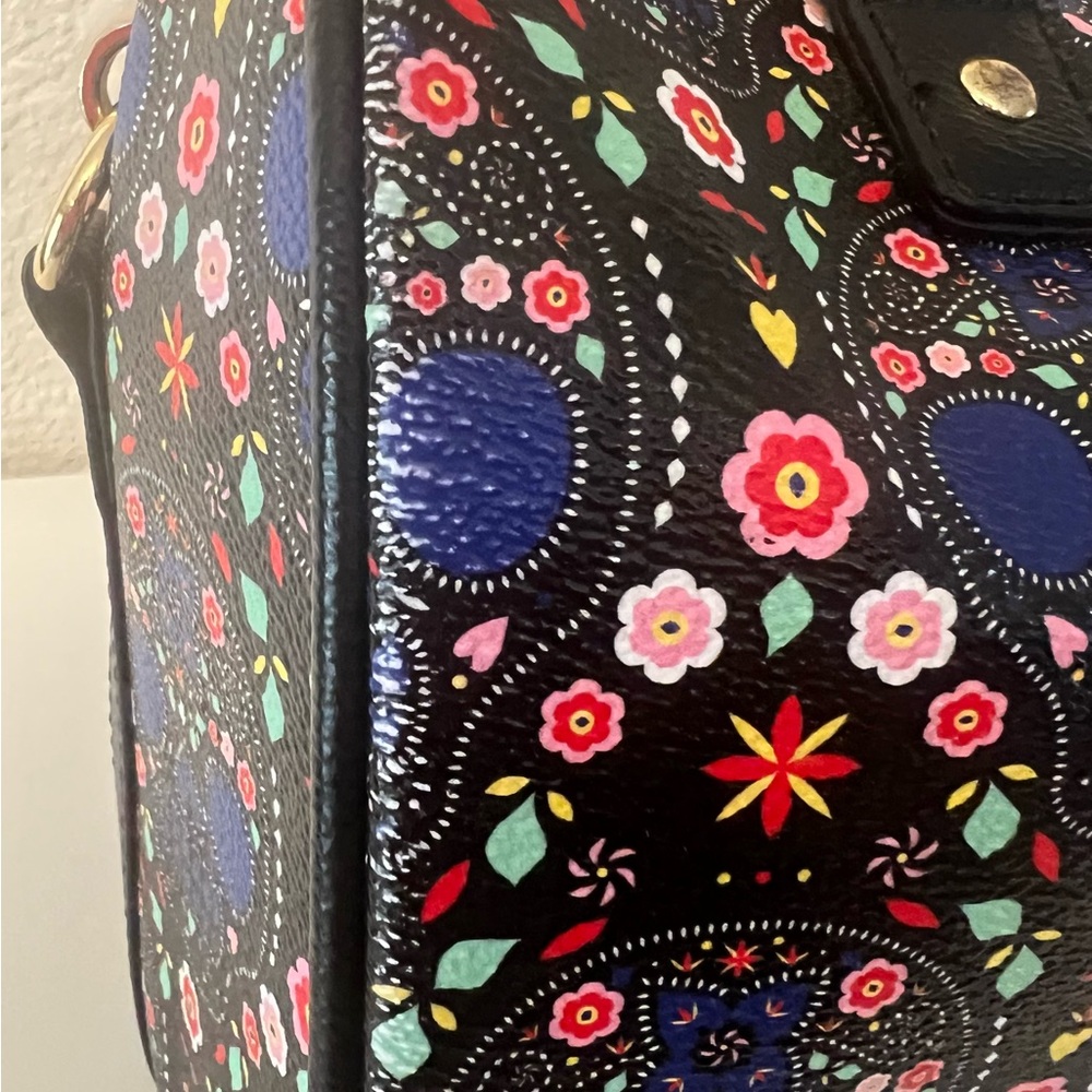 Loungefly Black and Blue Floral Skull Satchel & Wallet Set - Picture 8 of 14